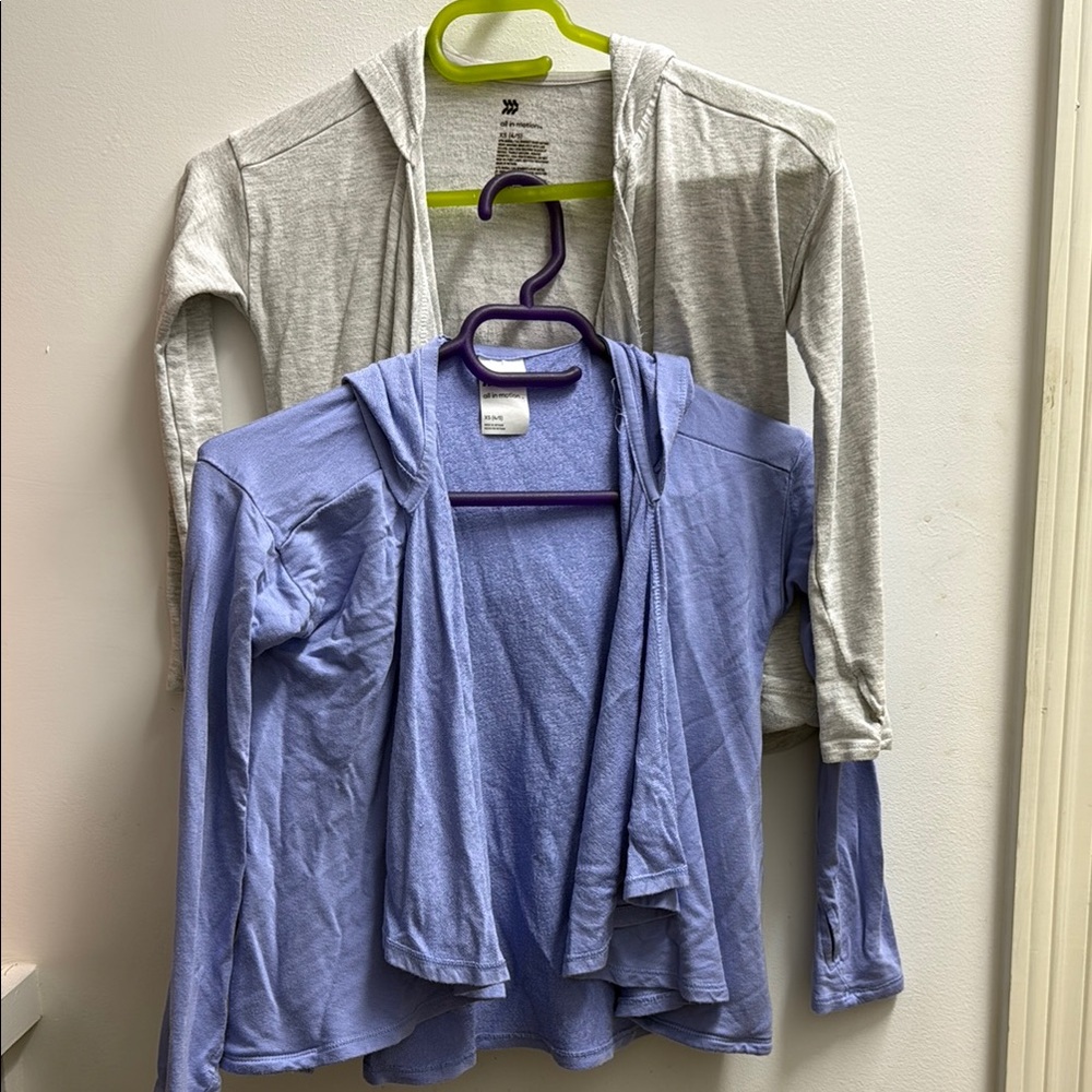 Girls All in Motion XS Gray and purple Hooded Cardigans